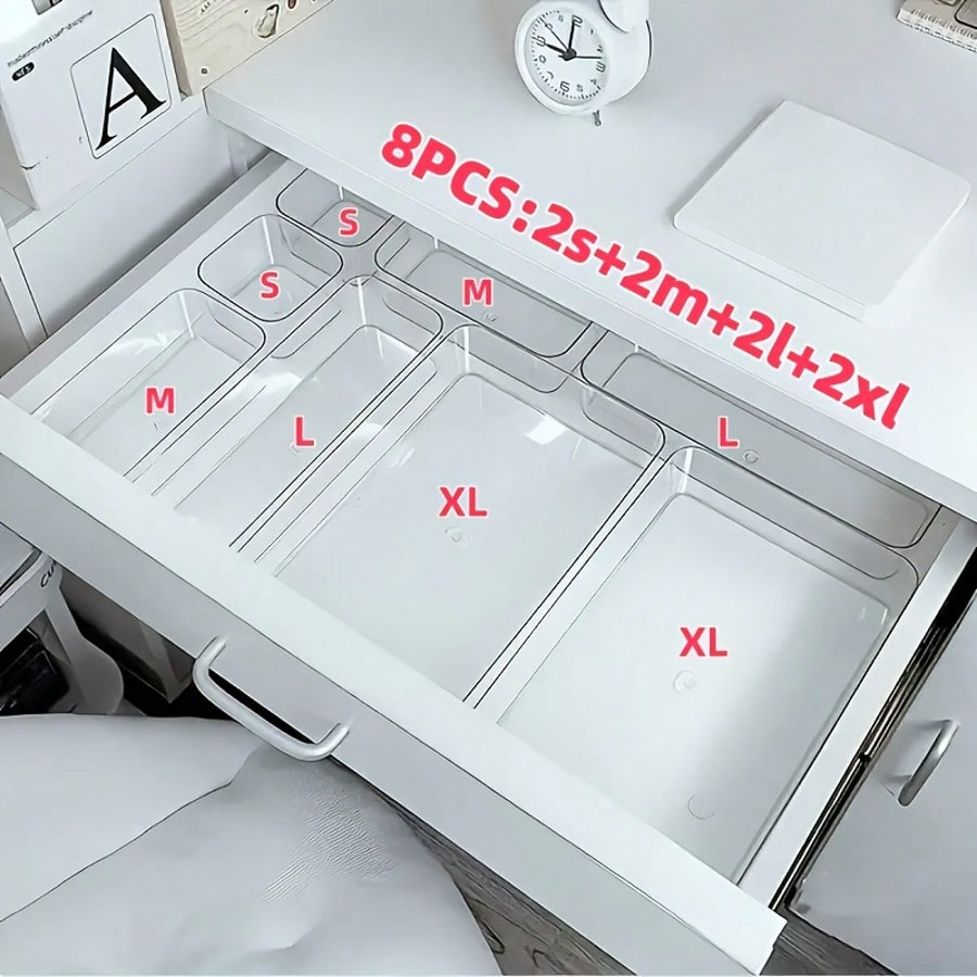 Home Office Desk With Drawers - 8 sztuk przezroczystych akrylowych organizerów na