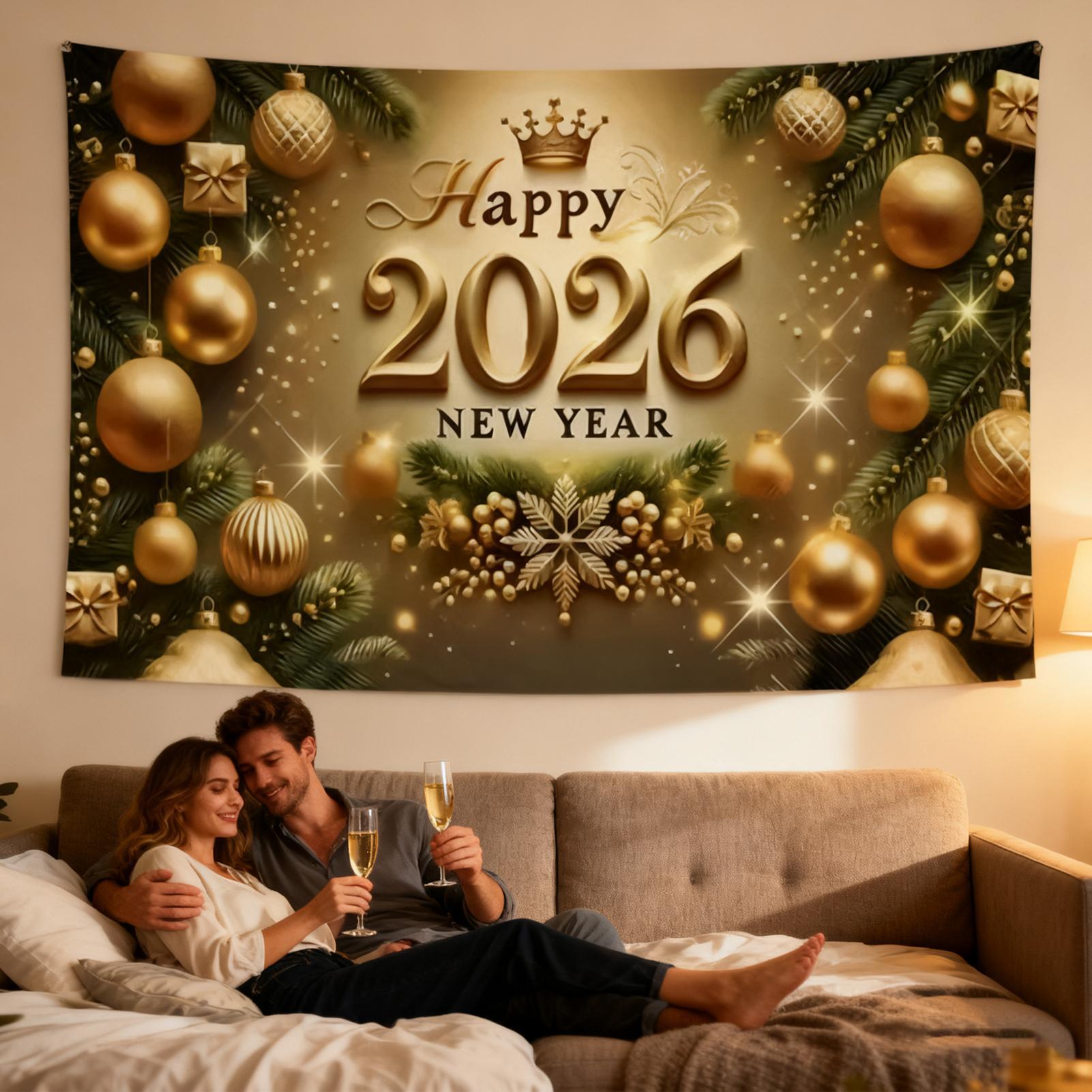 Home Office Backdrop - Baner Szczęśliwego Nowego Roku 2,1x1,5 m