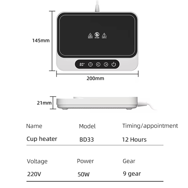 Home Office Gear - Podgrzewacz do kubków, elektryczna płyta grzewcza,