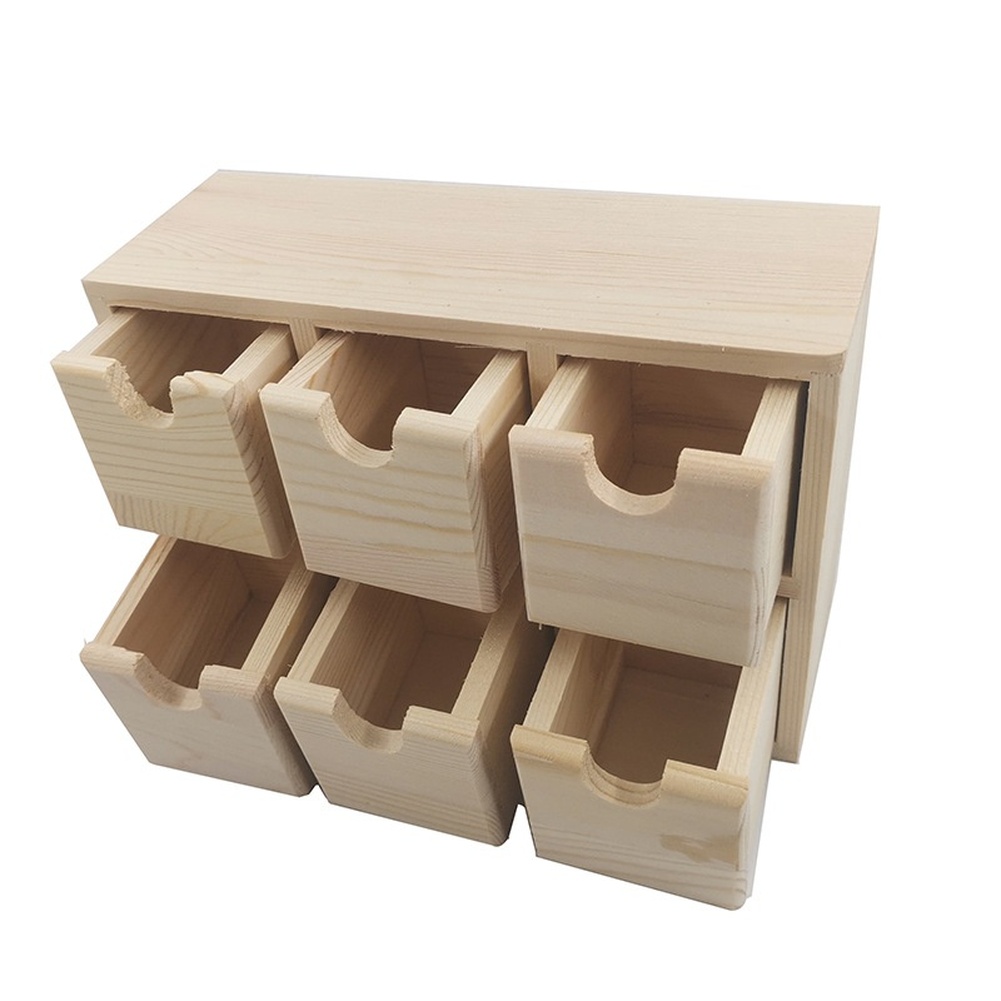 Home Office Desk With Drawers - Drewniane pudełko do przechowywania z sześcioma