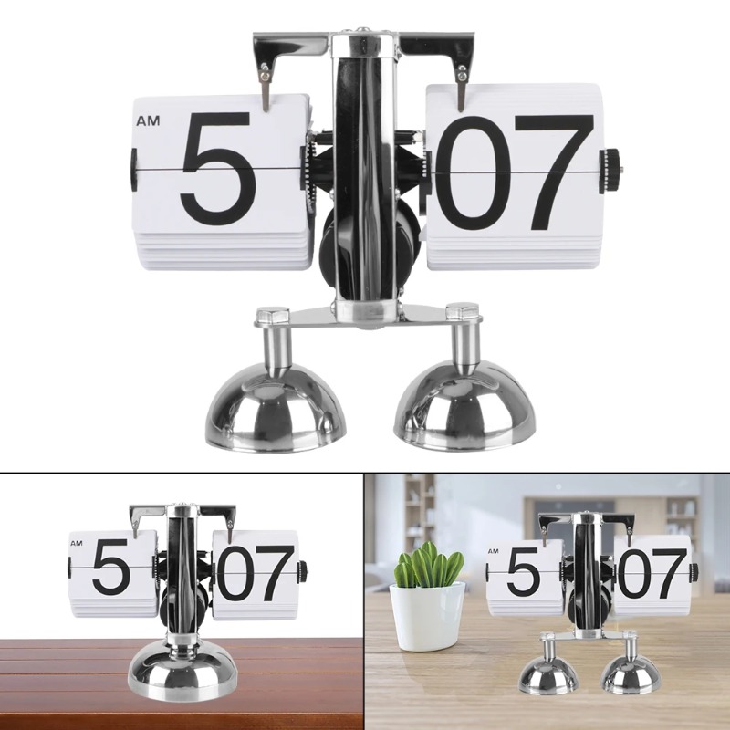 Home Office Gear - Retro kwarcowy zegar biurkowy z automatycznym