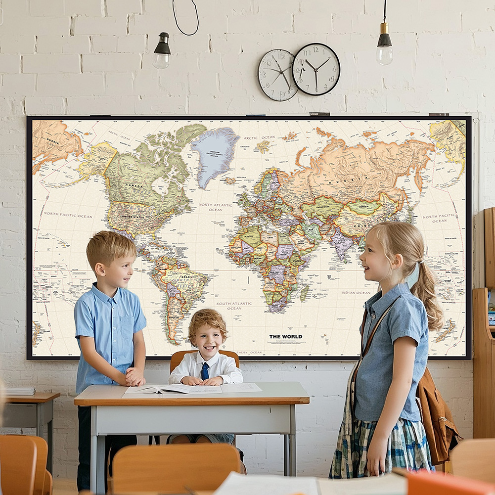 Home Office Backdrop - 150x225cm Retro mapa świata fotografia tło