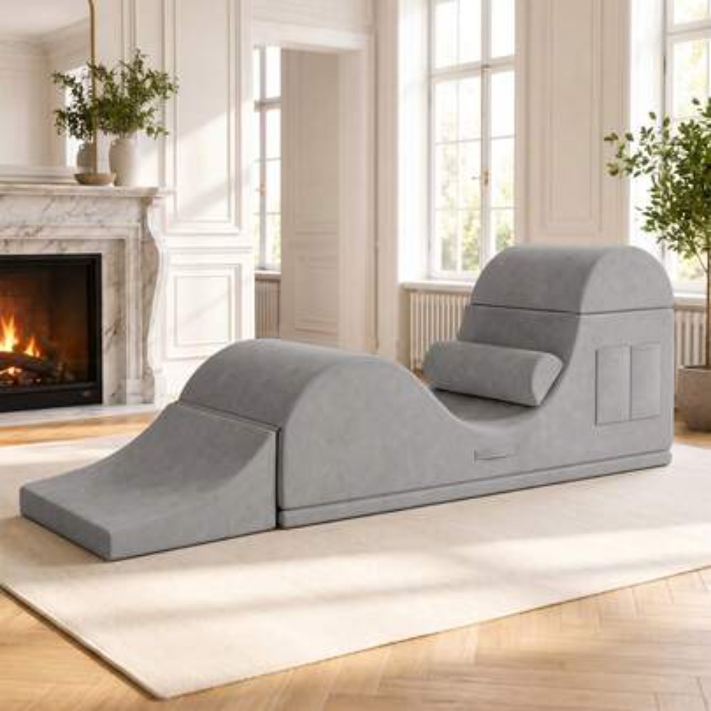Home Office With Sofa - Wielofunkcyjny welurowy leżak do jogi i