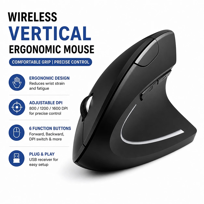 Akumulatorowa pionowa mysz gam – Home Office Gear recenzja i cena
