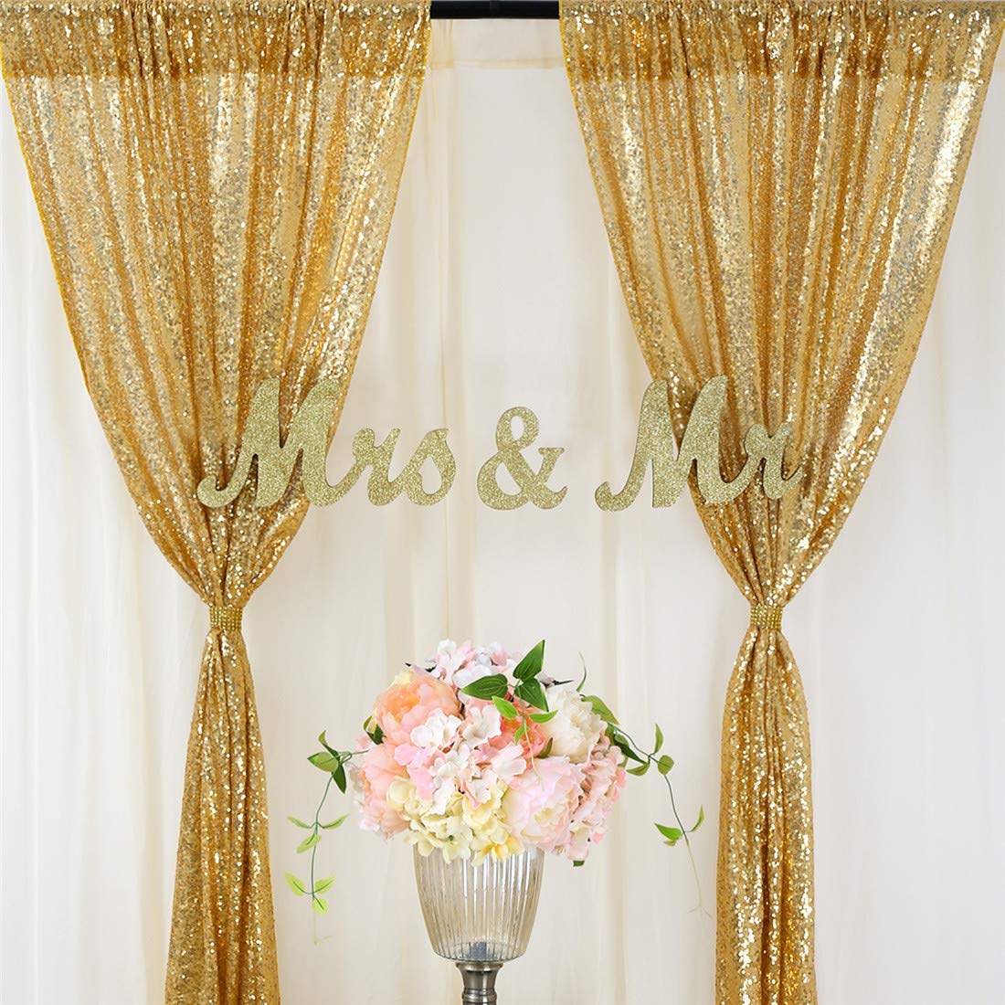 2PCS Gold Sequin Party Backdro – Home Office Backdrop recenzja i cena