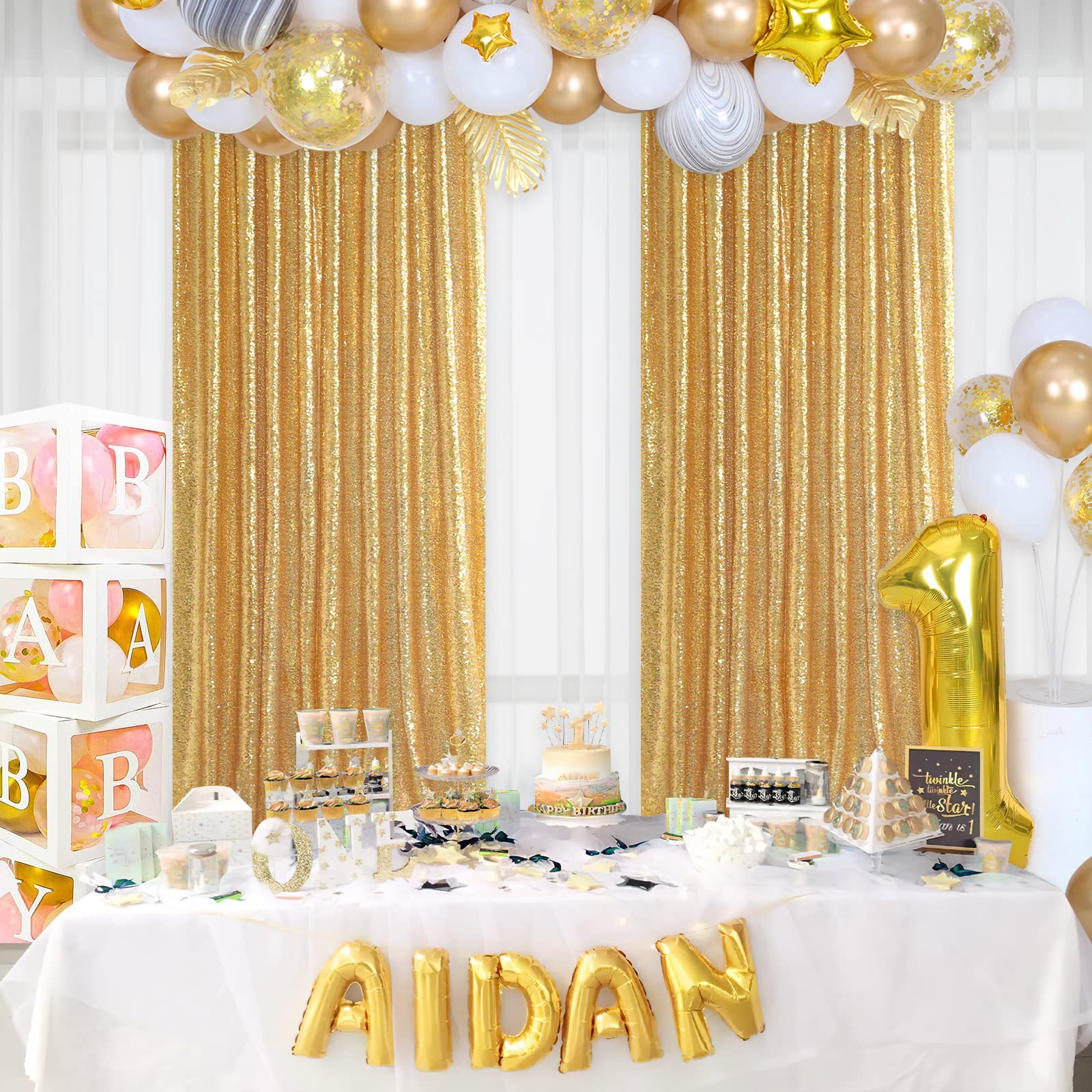 2PCS Gold Sequin Party Backdro – Home Office Backdrop recenzja i cena