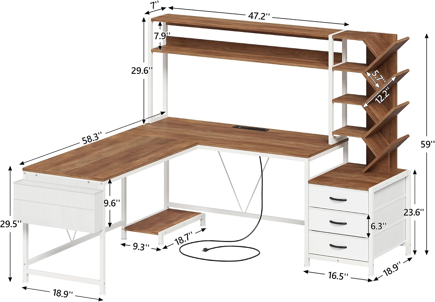 Biurko w kształcie litery L o  – Home Office Desk With Drawers recenzja i cena