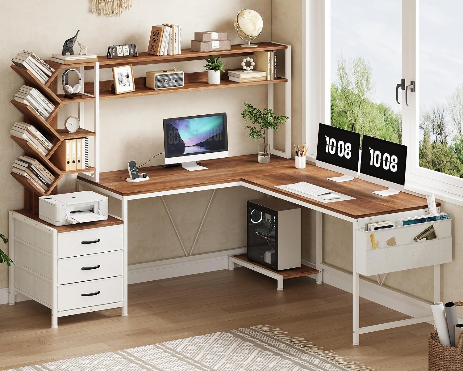 Biurko w kształcie litery L o  – Home Office Desk With Drawers recenzja i cena